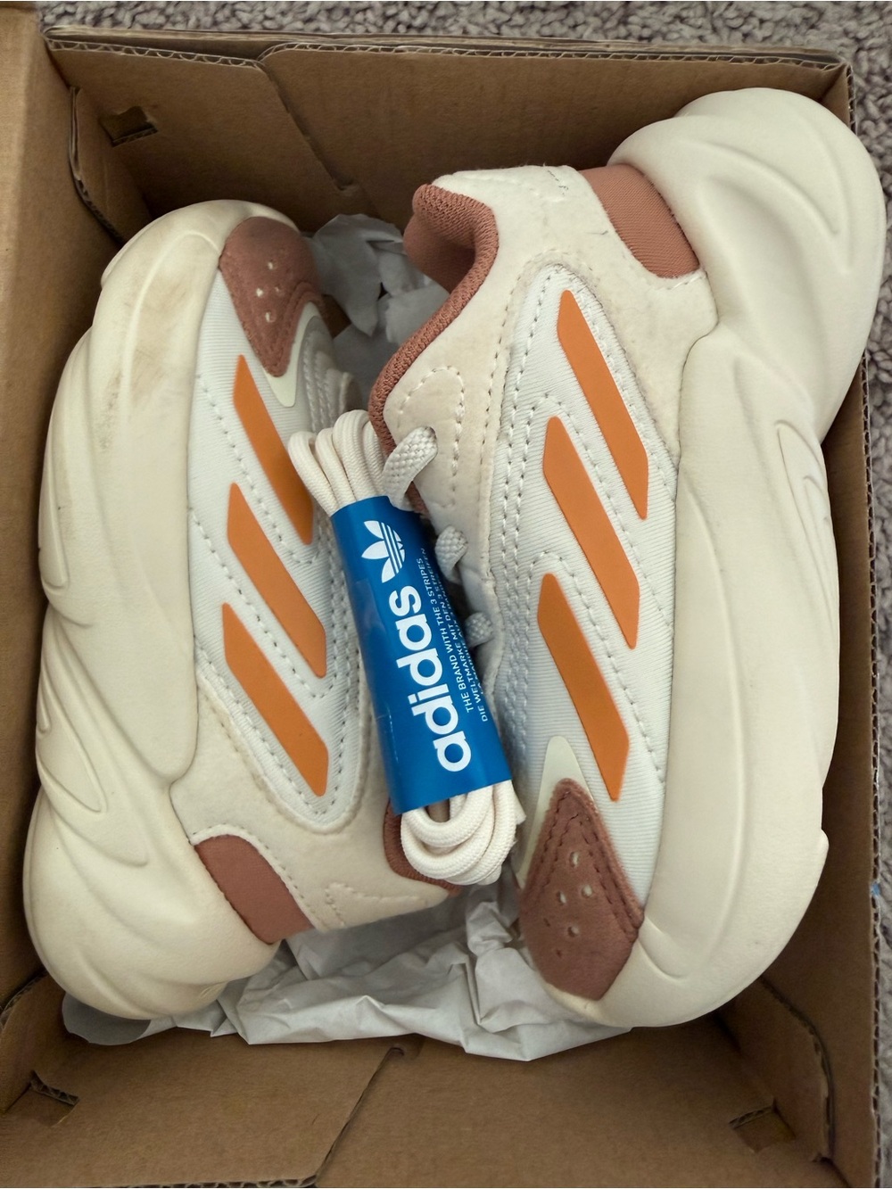 adidas Kids Cream & Orange Retro Runner Sneakers